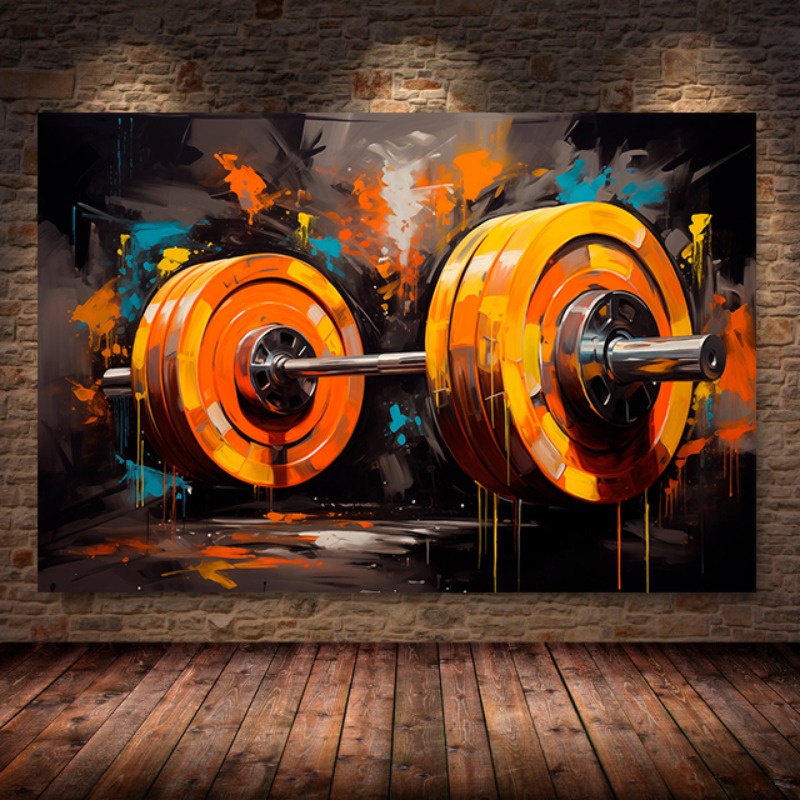 Sports Equipment Poster - Граффити штанга Холст Картина Печать Спорт