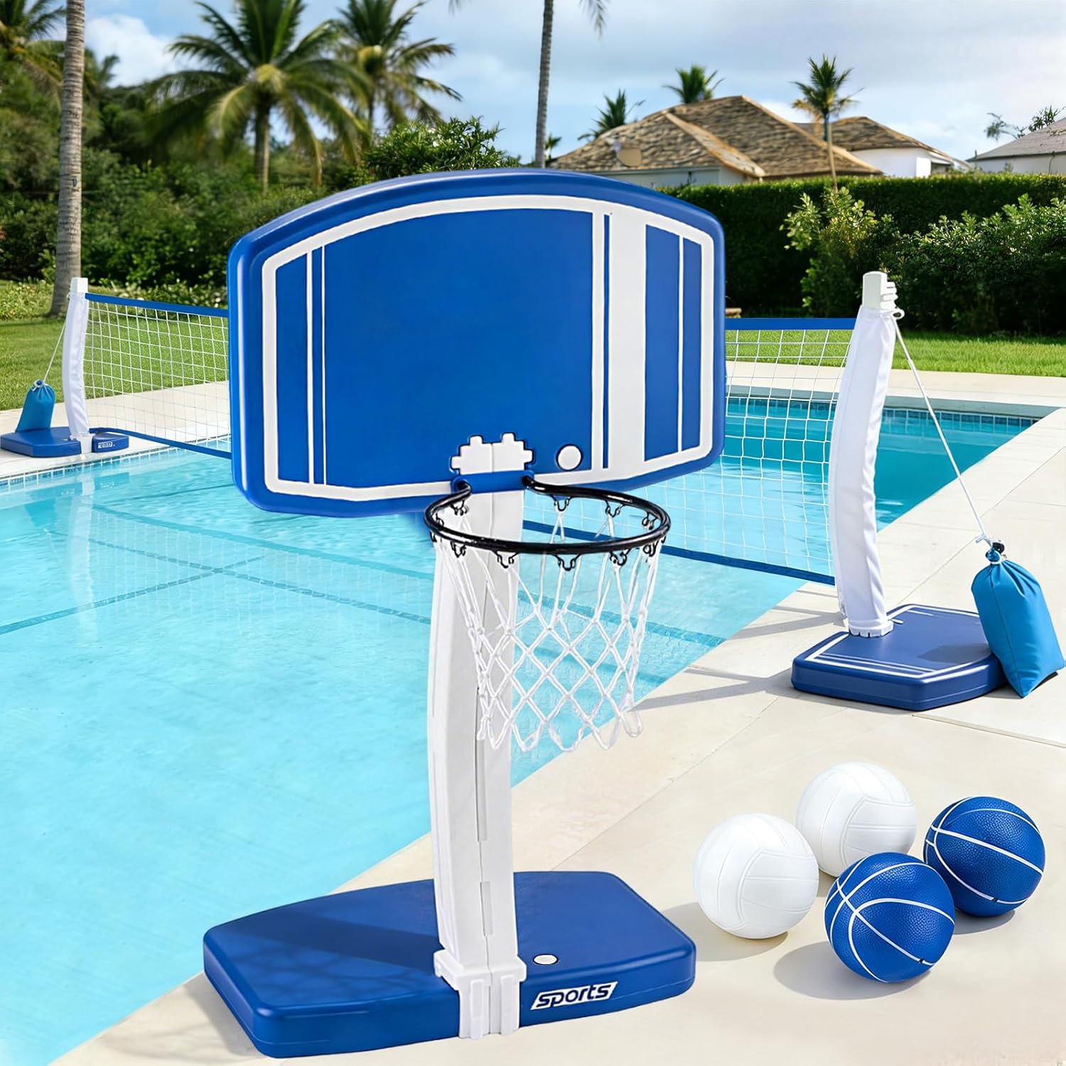 Basketball Hoop - Баскетбольное кольцо и волейбольная сетка 2-в-1